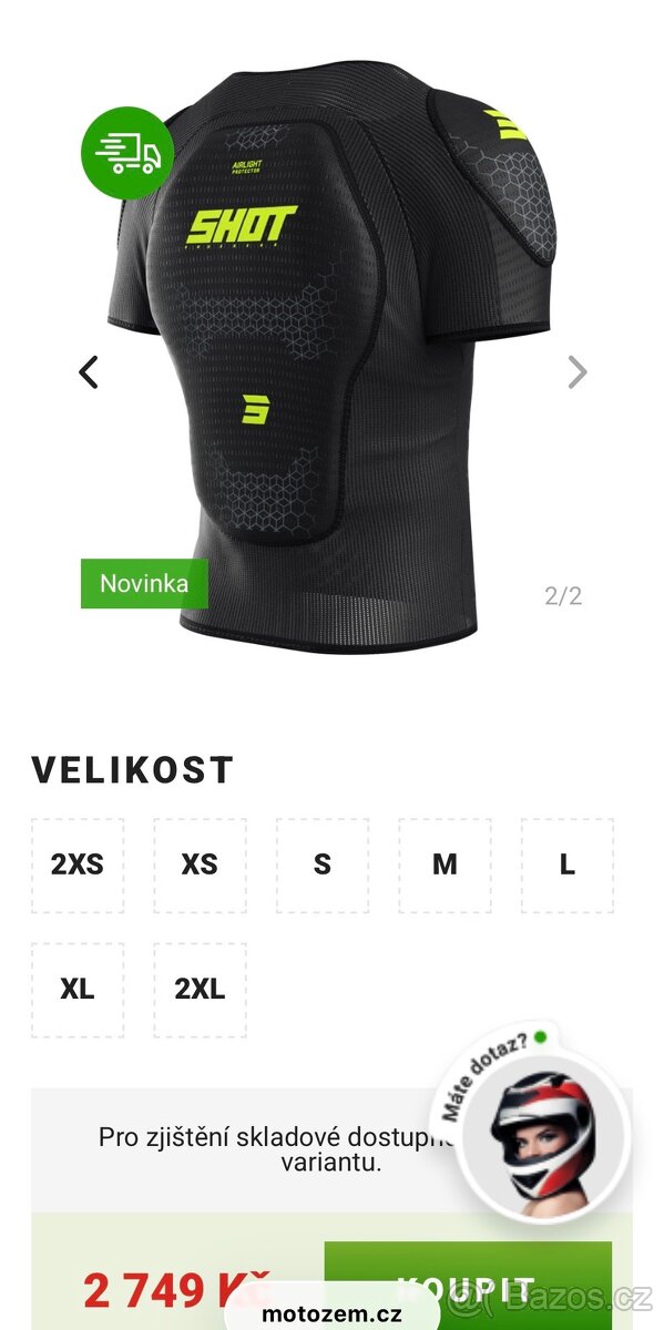 Chránič těla Shot Airlight černo-fluo žlutý XXL - 4