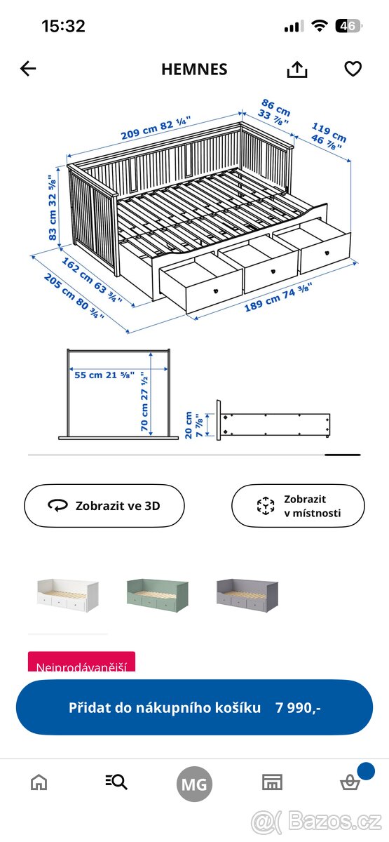 IKEA HEMNES včetně 2x matrace - 4