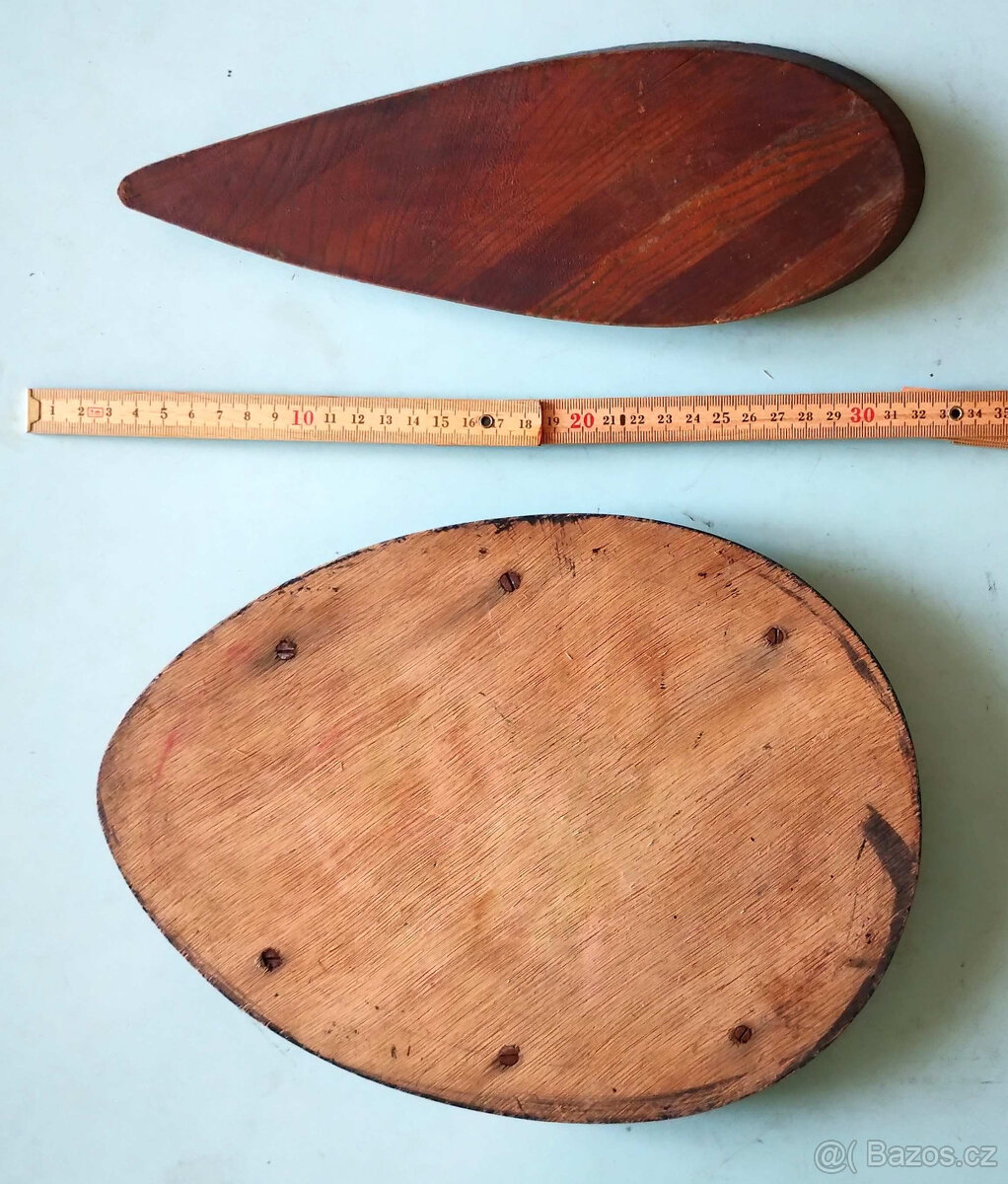 3x dóza dřevěná, 30. léta + 2x stojánky - 4