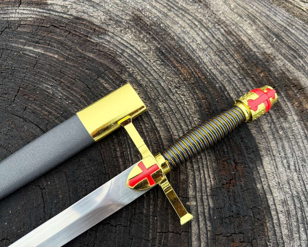 Dekorativní křižácká dýka s pochvou - replika na zeď - 4