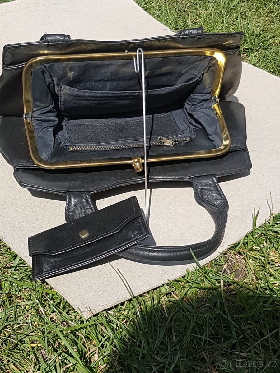 Tmavě hnědá kožená kabelka - 4