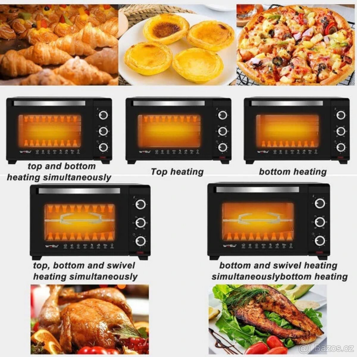 Mini trouba WOLTU s knoflíky, 32 l pečící trouba - 4