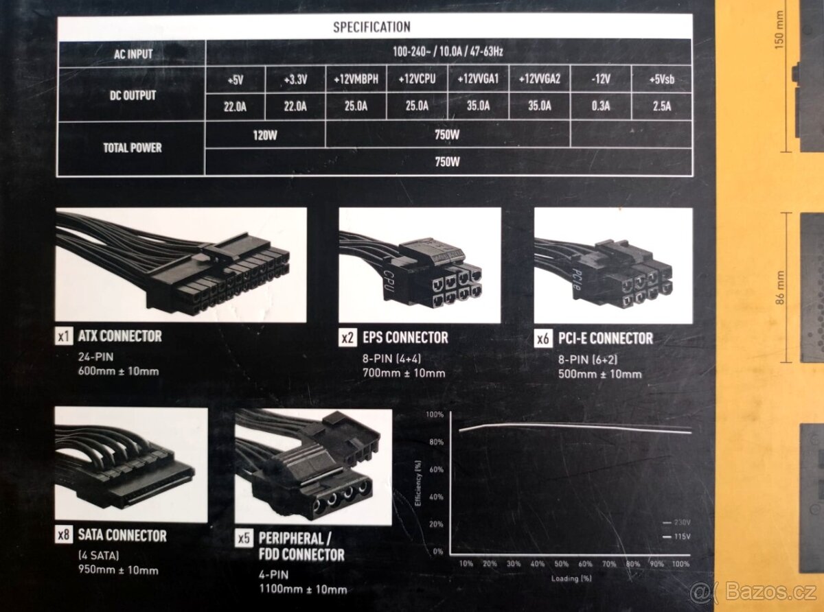 MSI prémiový pc zdroj MPG A750GF 80 Plus GOLD - 4