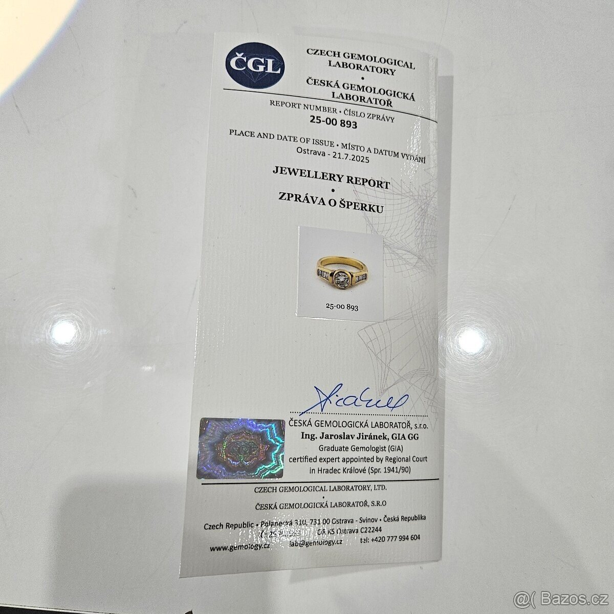 Zlatý (18k.) prsten s diamanty - 4