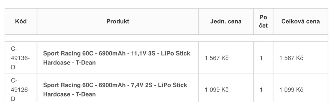 Dvě baterie pro RC modely konektor T-Dean - 4