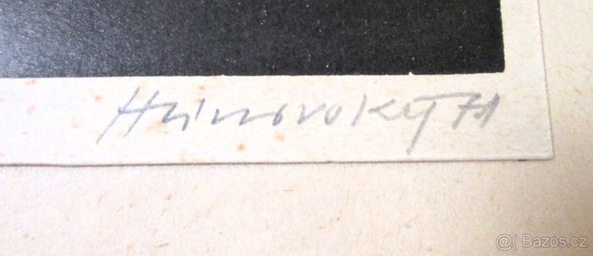 Linoryt v rámu - Zimní krajina (Signováno 71) - 4