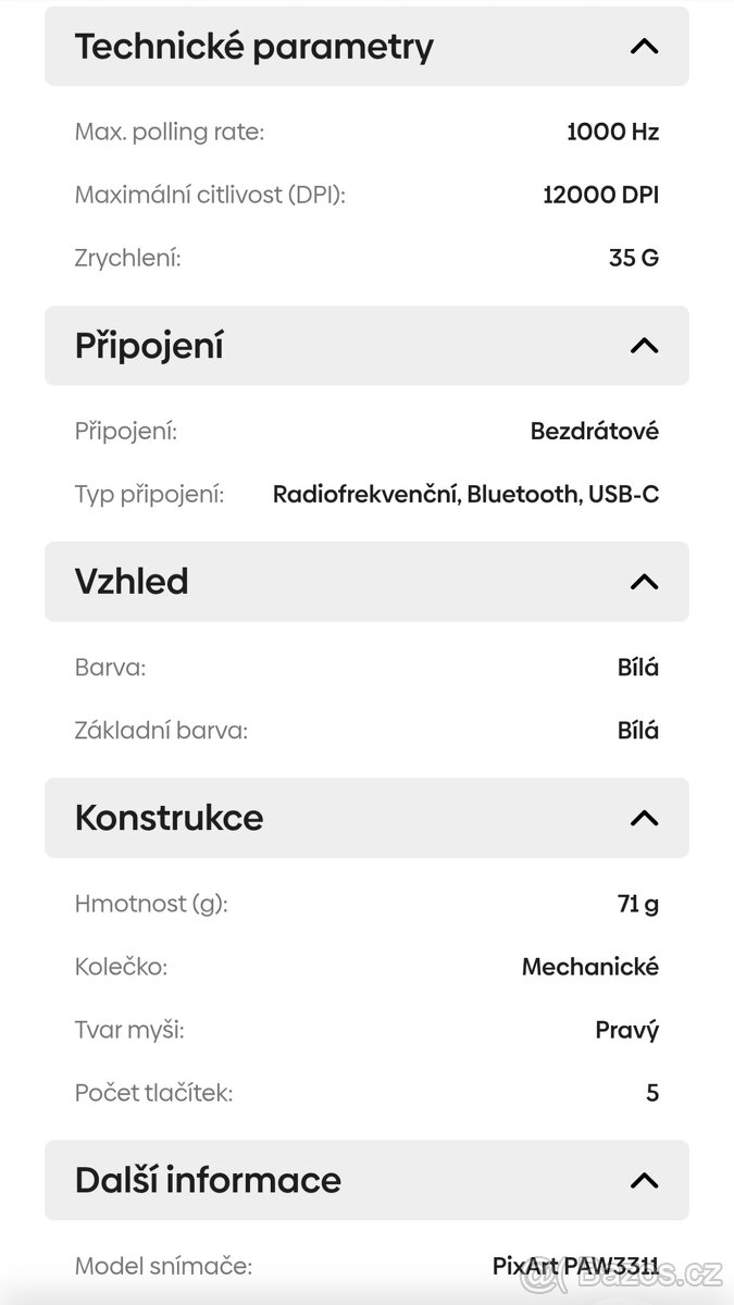TIGO Onyx bezdrátová herní myš bílá - 4