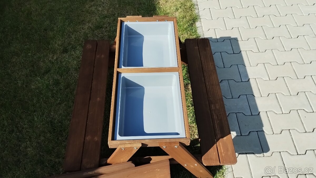 Dětská zahradní lavice s hracím stolem - 4