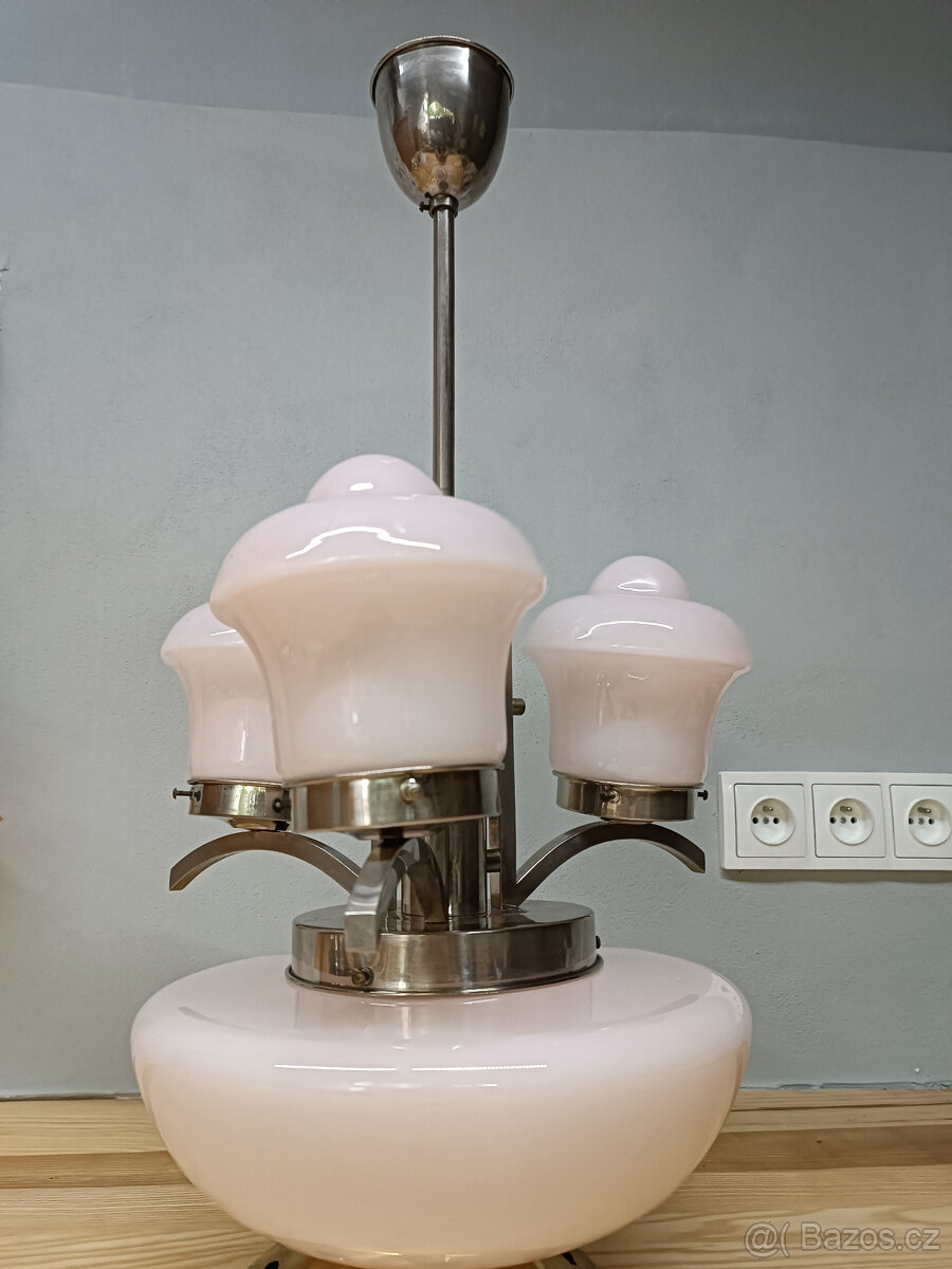 ART DECO LUSTR RŮŽOVÉ STÍNIDLA ZMRZLINA - 4