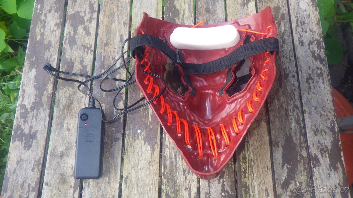 Halloweenská maska LED svítící maska VENOBAT - 4