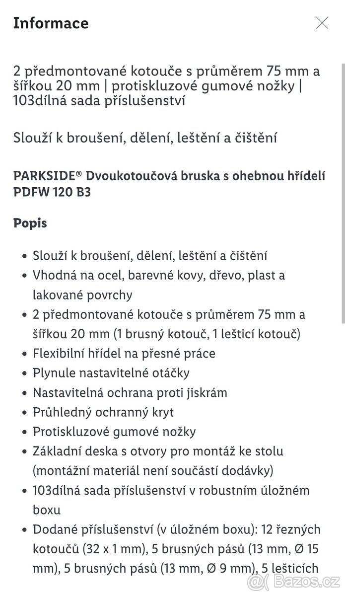 Elektrická dvou kotouč. bruska s ohebnou hřídelí Parkside - 4