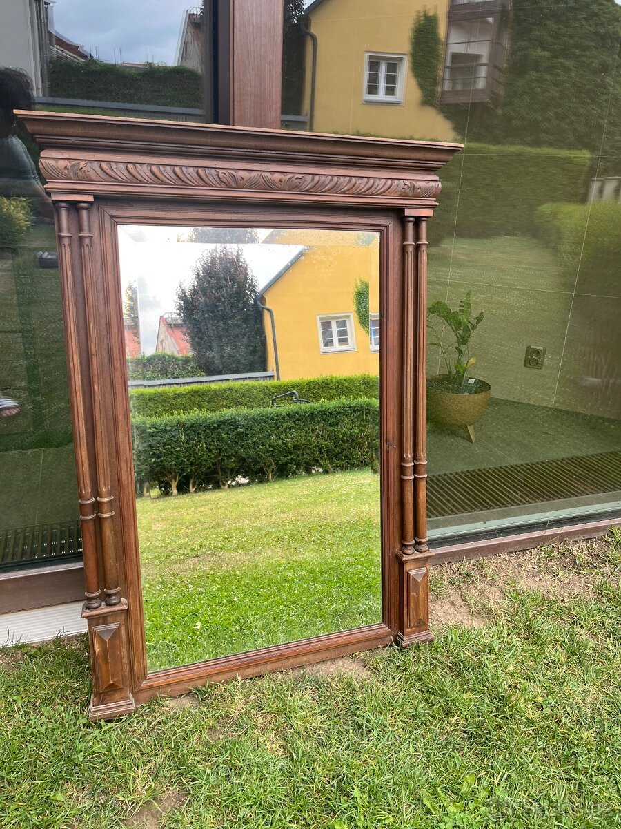 Starožitné masivní dřevěné zrcadlo - 4