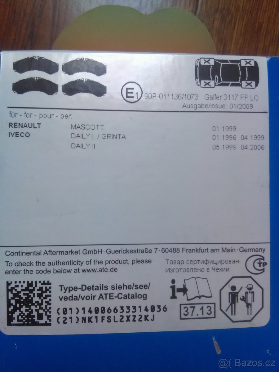 Desky brzdové ATE Renault Mascott + Iveco Daily - 4