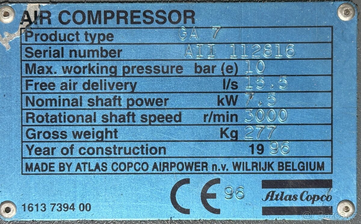 Šroubový kompresor Atlas Copco GA7 - 4