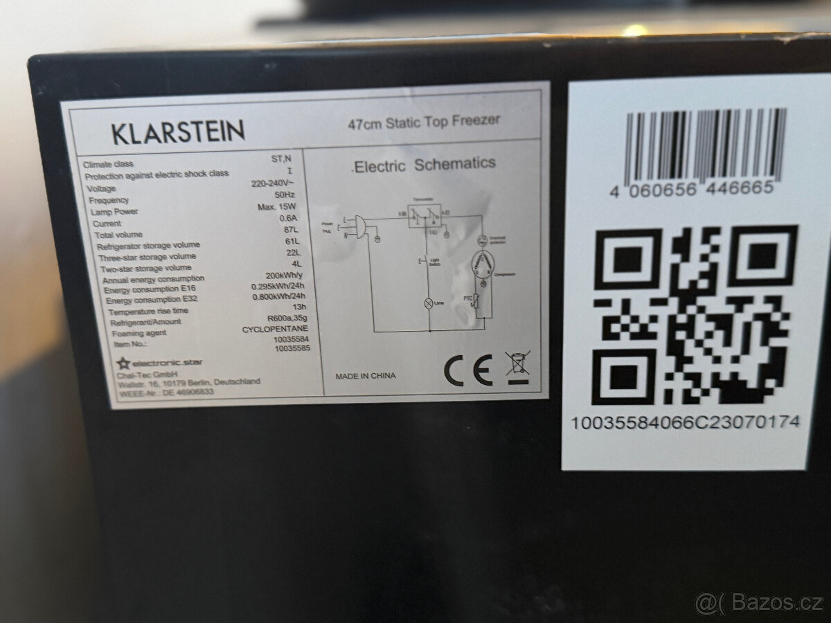 Lednice s mrazákem Klarstein Big Daddy 87L - 4