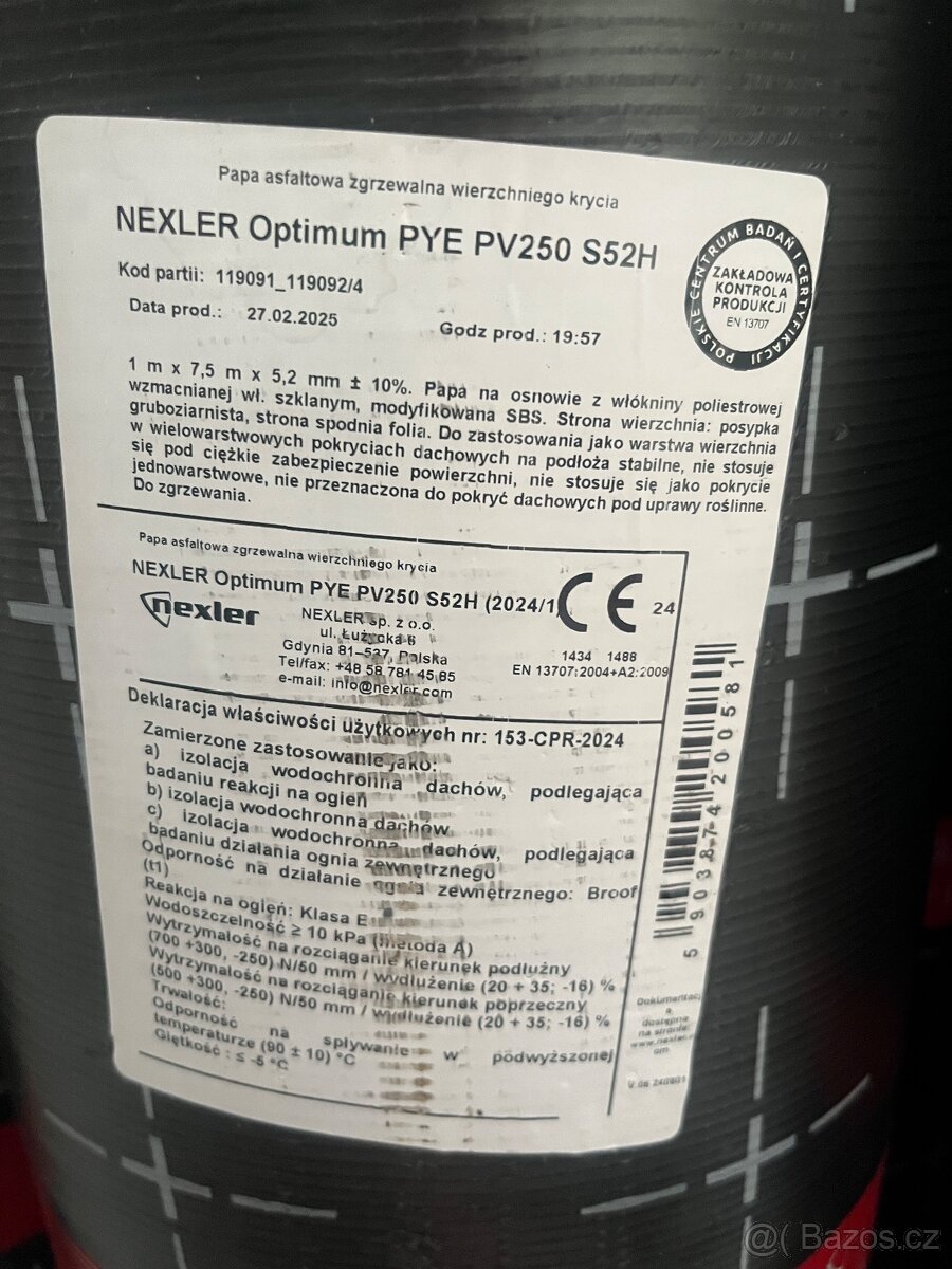 Modifikovaná SBS střešní lepenka IPA PYE PV250 S52H - 4