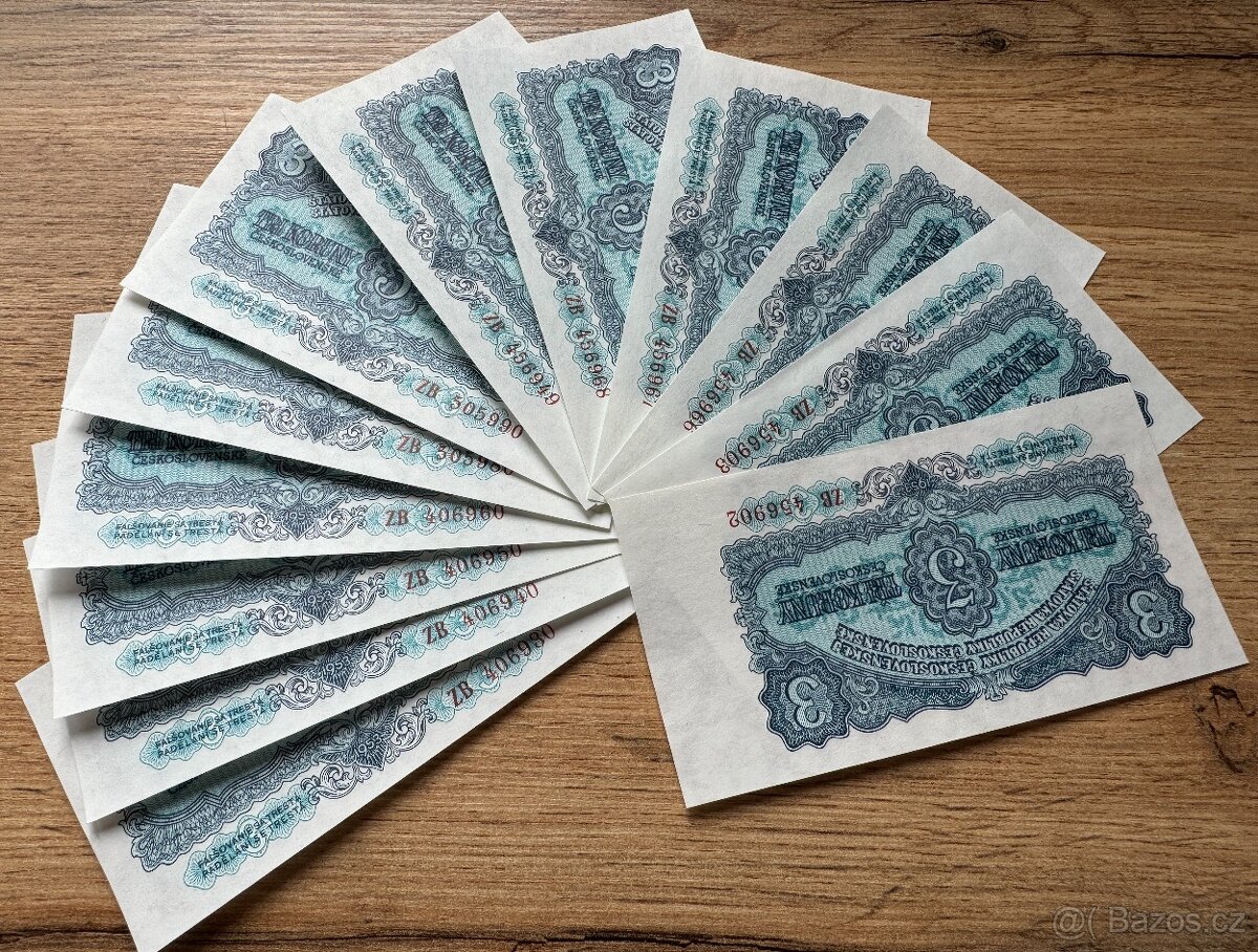 3 Kčs 1953 náhradní série ZB - stav UNC - 4