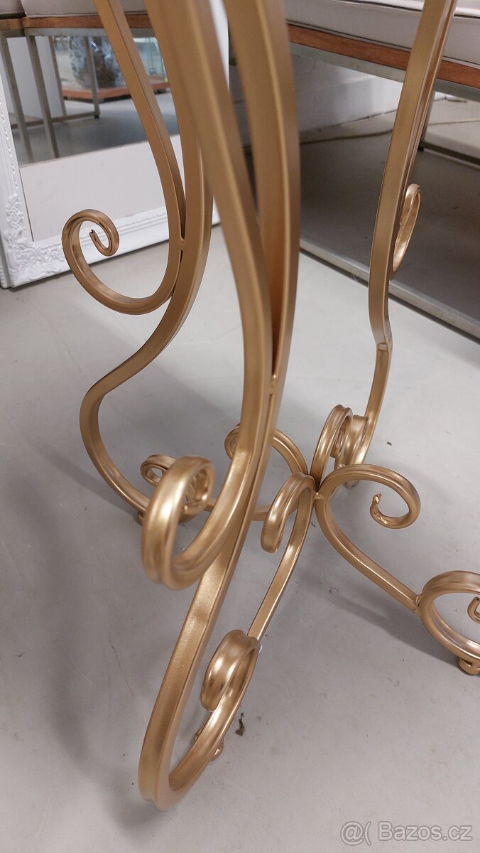 Nový zlatý stolek s mramorem coffe table (jde přetřít) - 4