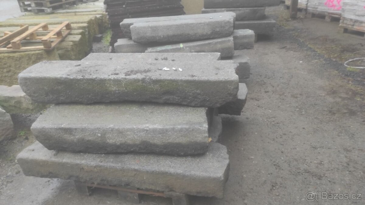 Staré kamenné obrubníky, obruby, žulové obrubníky, 200 bm - 4