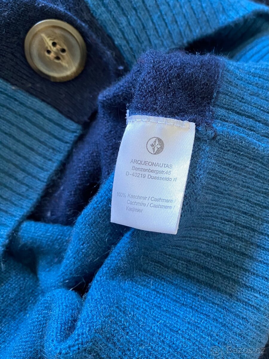 100% kašmír, Kašmírový delší svetr s kapucí zn.Arqueonautas - 4