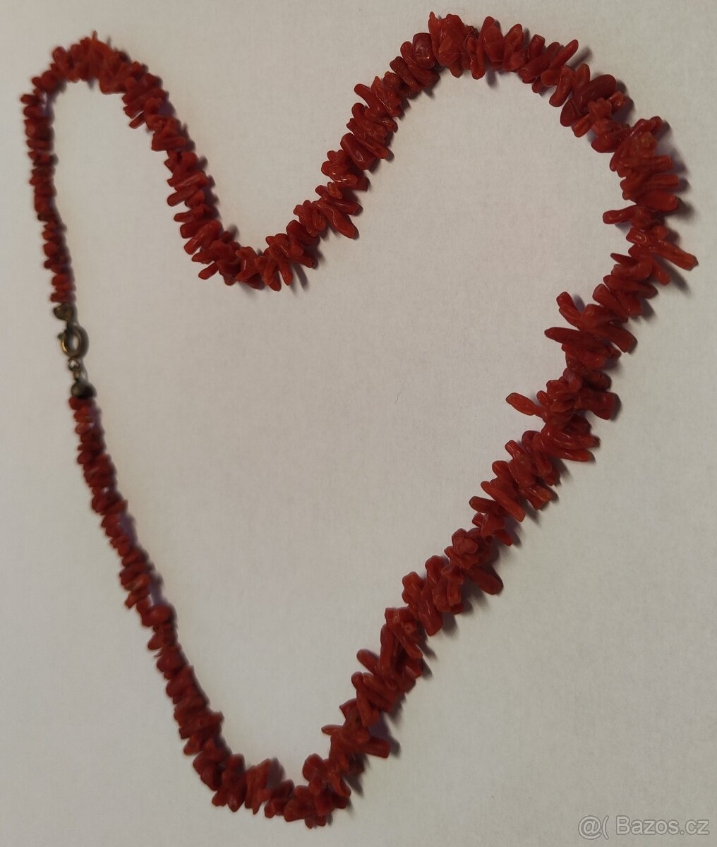 Náhrdelník - červený korál - 4
