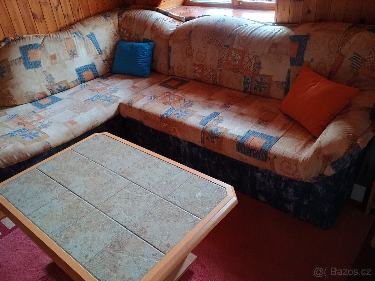 SLEVA 80% Zánovní pohodlná, rozkládací sedačka do "L" - 4