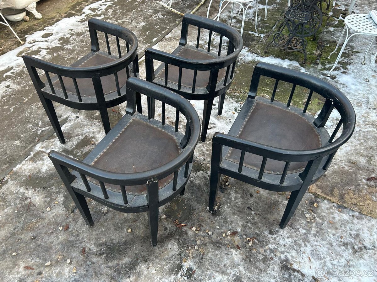 Stará černá křesílka 4 ks - 4