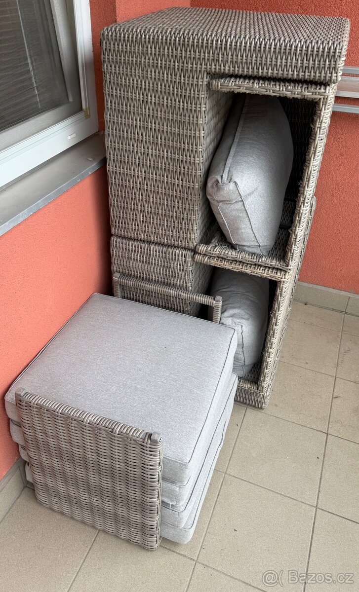 Zahradní sestava OLEA, polyratan, šeda/písková (5 dílů) - 4