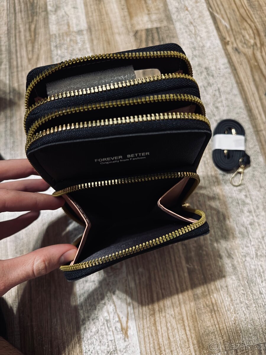 Black Crossbody Mini Bag – Double Zip – With Strap – Elegant - 4