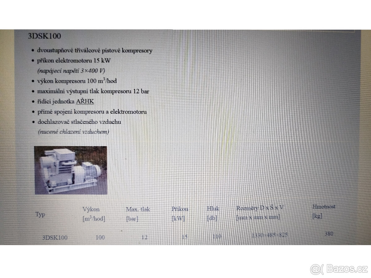 Kompresor ČKD - 3DSK100-tříválcový pístový. - 4