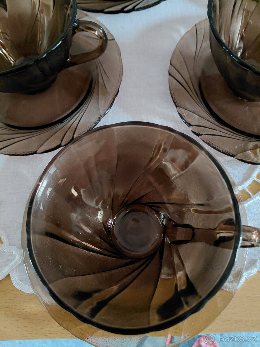 Retro kávová souprava skleněná Vereco France - 4