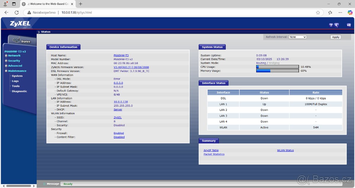 ADSL Router Zyxel P-660HW-T3 v2 - 4