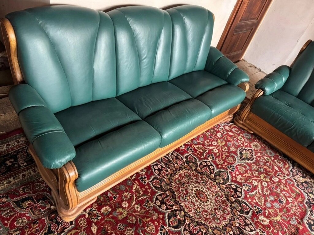 Dubová rustikální kožená souprava 3+2+1,3332 - 4