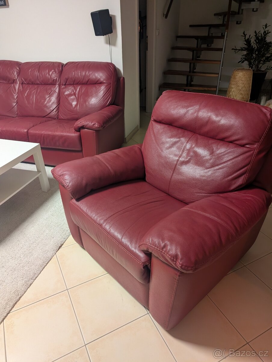 Luxusní kožená sedací souprava 3+2+1 / VELKÁ SLEVA - 4