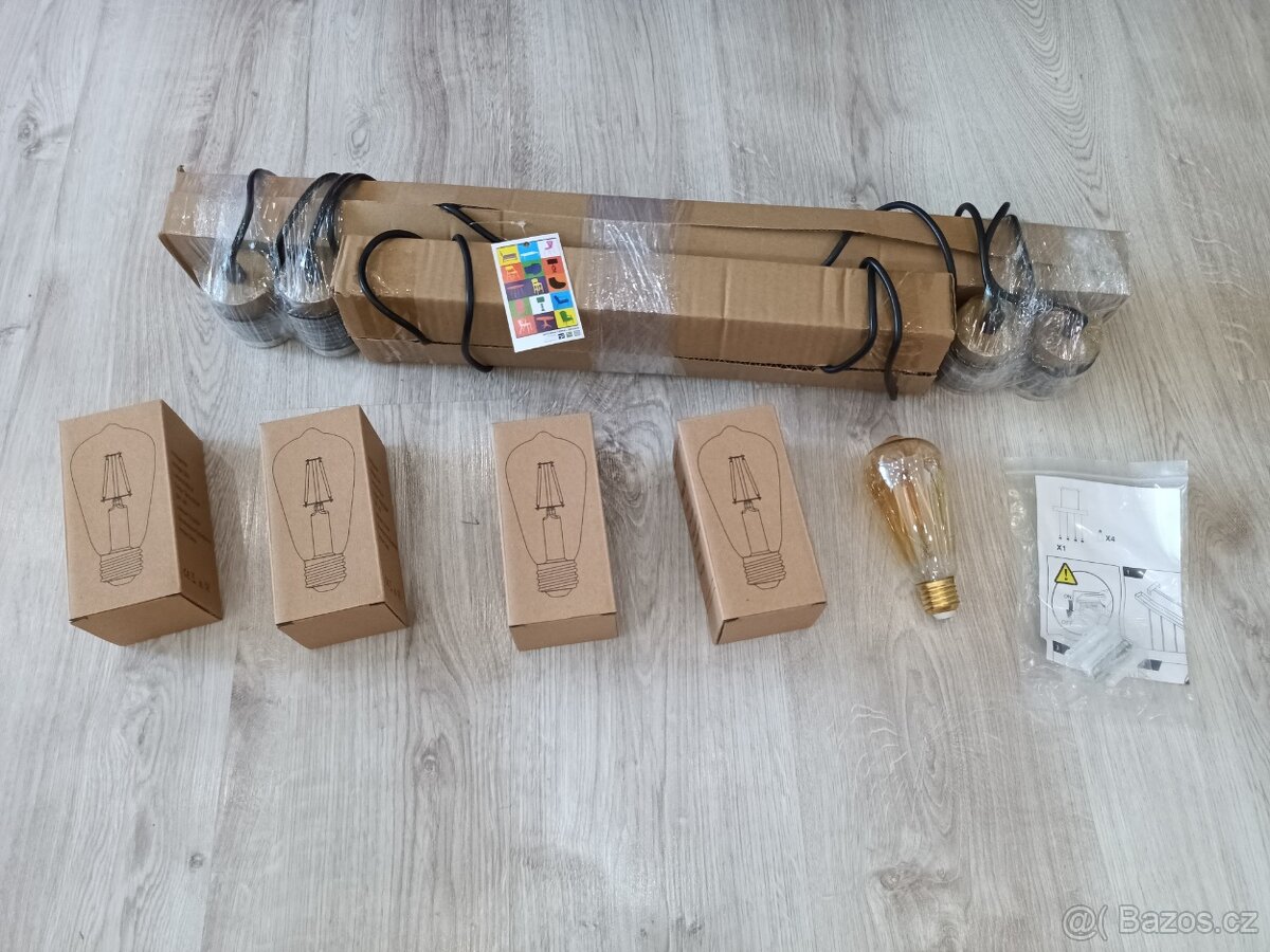 Závěsná stropní lampa Detroit - černá/přírodní - 4