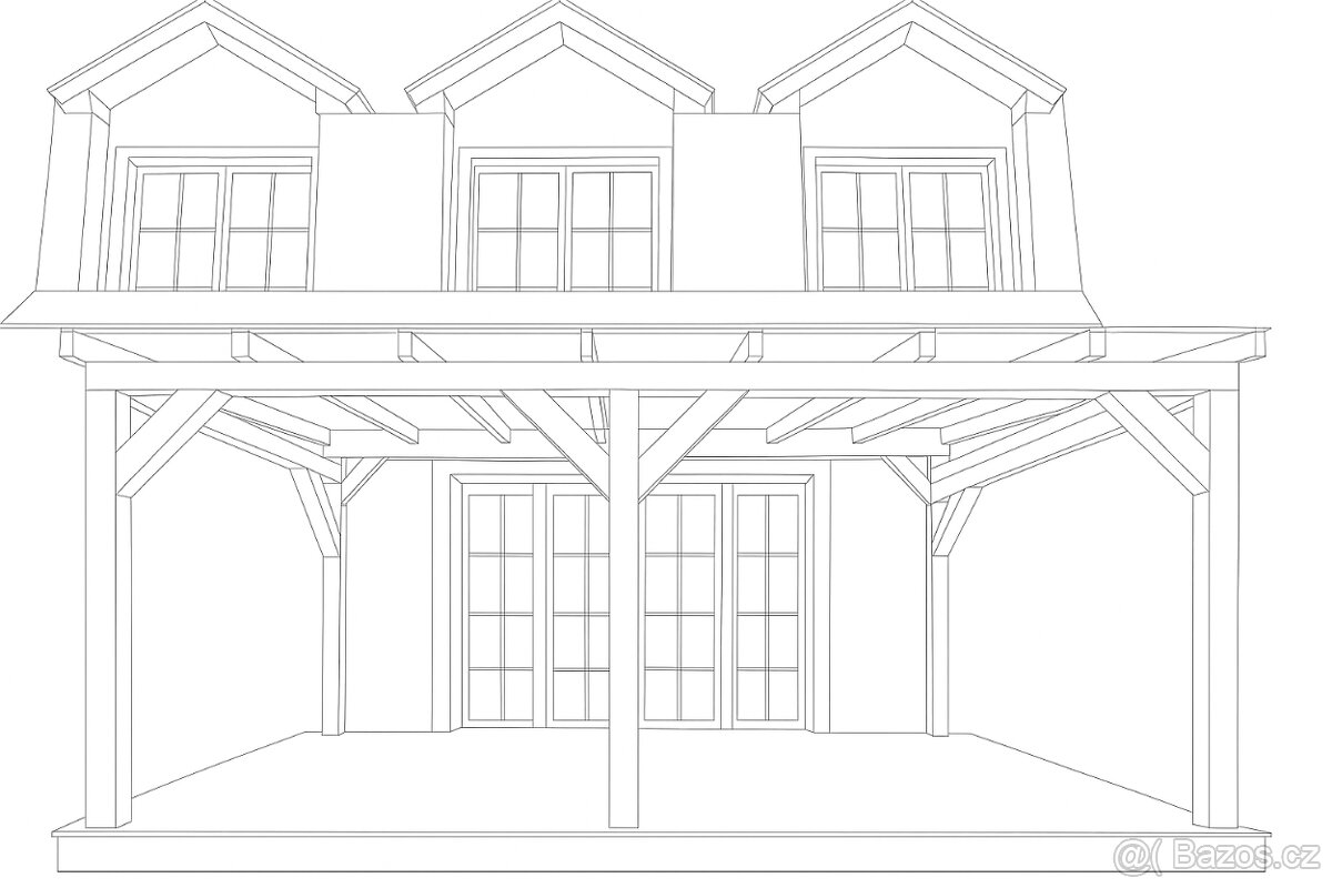 Masivní dřevěná pergola s čirým polykarbonátem – 5,5 × 4,35 - 4