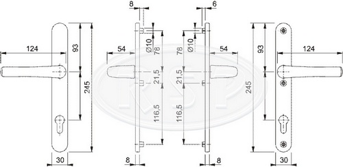Kování VBH klika/klika bílá, úzký štítek - 4
