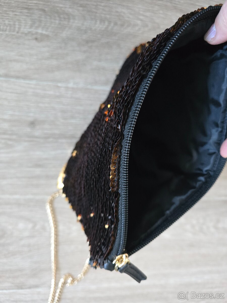 Pěkné kabelka s měnícími flitry černozlatá - 4