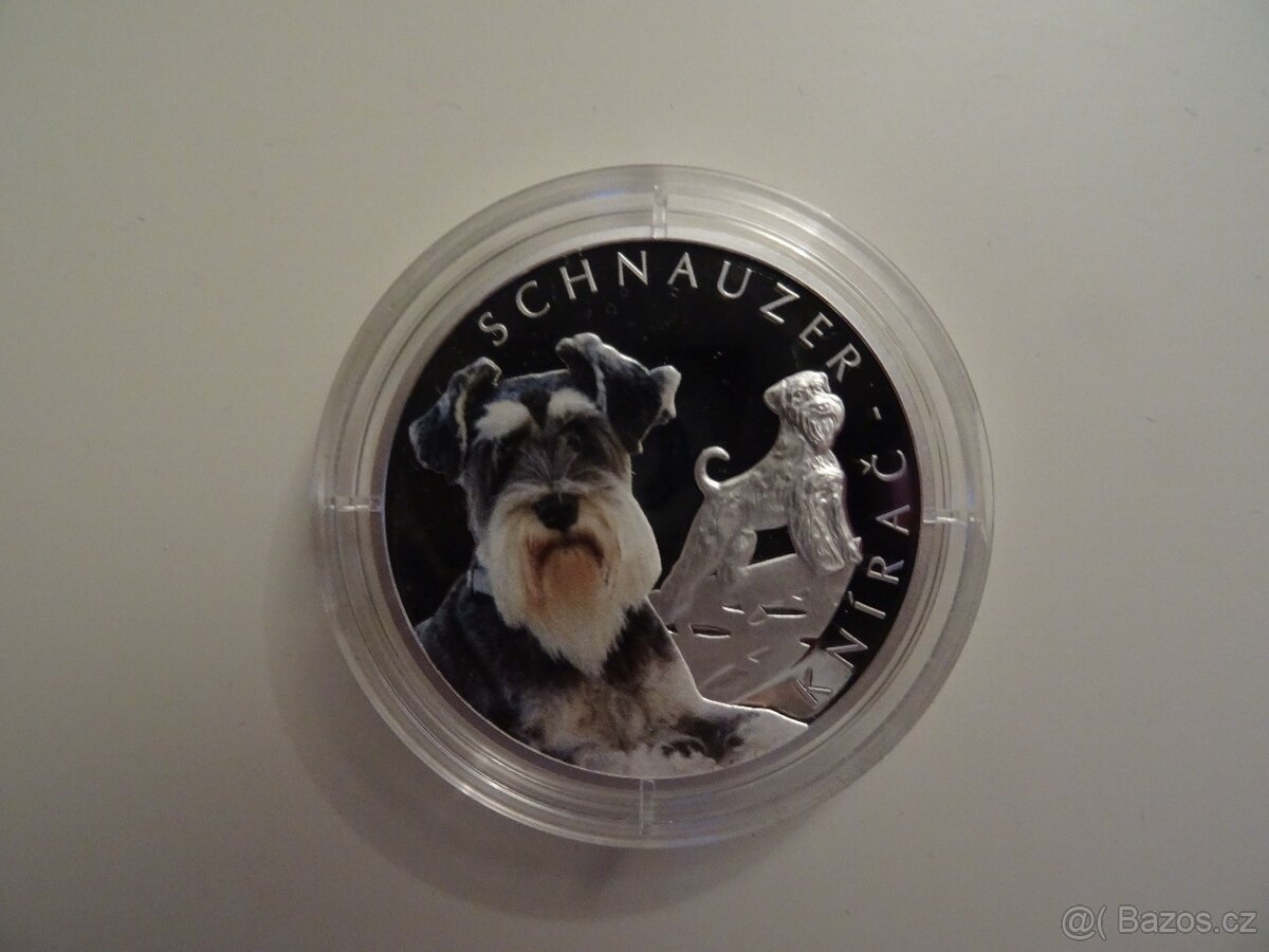 Stříbrná mince Psí plemena - Knírač proof - 4