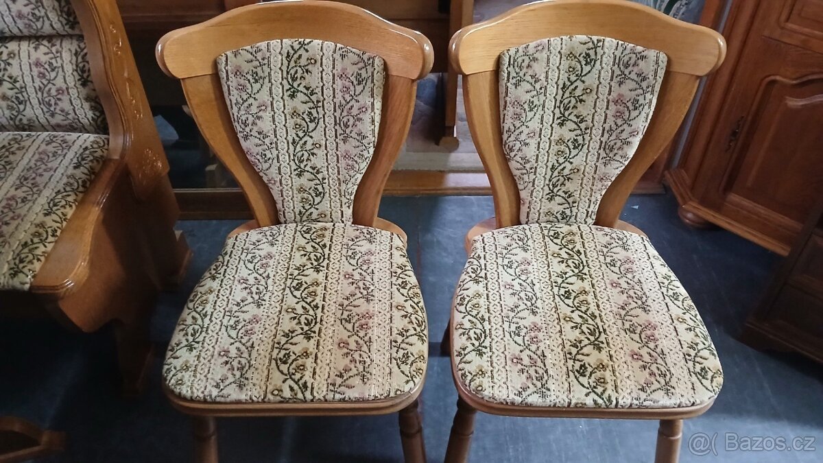 Rustikální rohová lavice+2židle+rozkl.stůl - 4