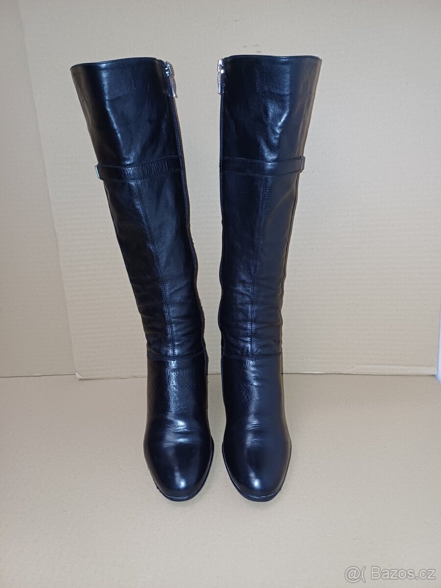 Černé kožené kozačky vel.38,5 - 4