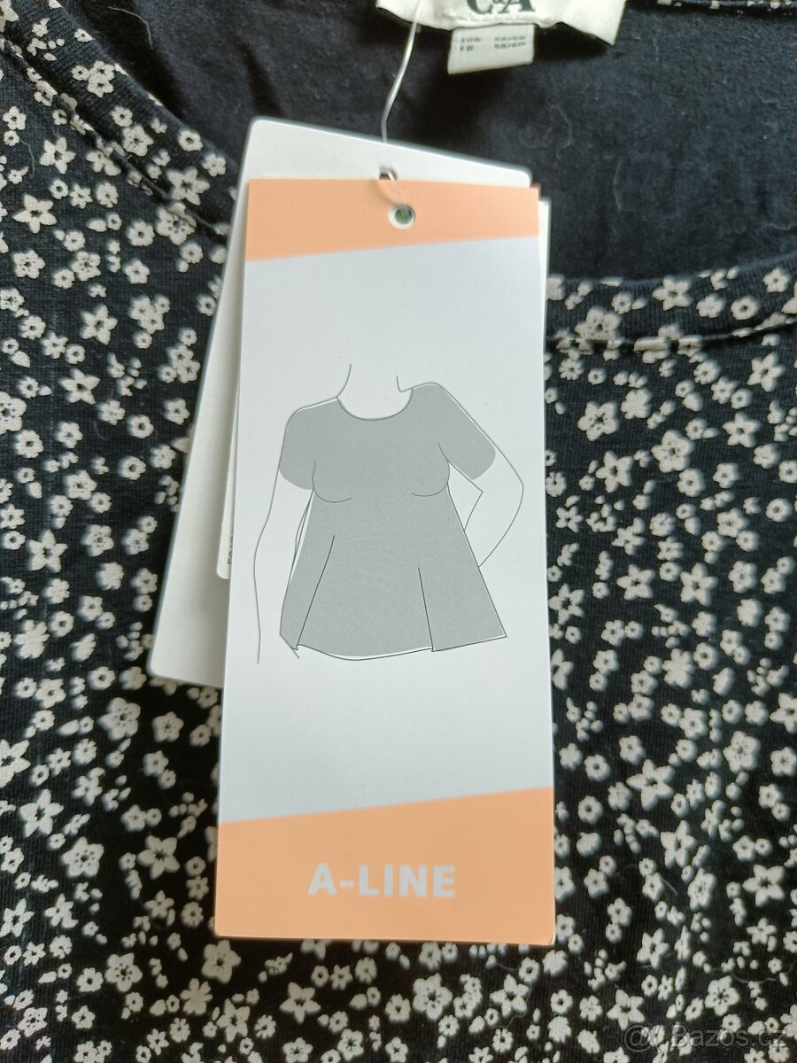 Černobílá bavlněná halenka/tričko, vel. 56 - nová - 4