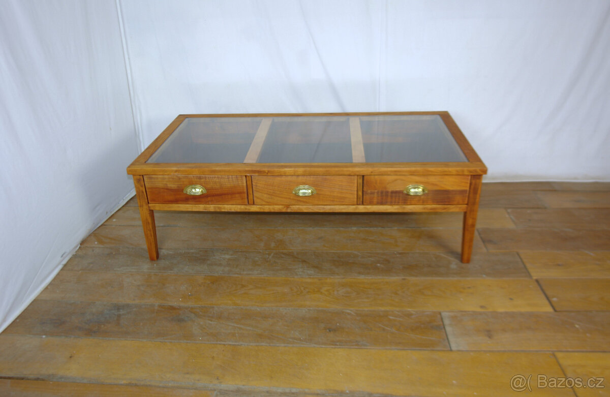 Konferenční stolek dřevo - sklo - 4