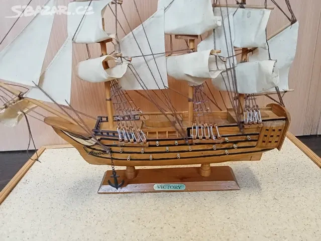 Dřevěná loď, dekorace, 46 x 51 cm - 4