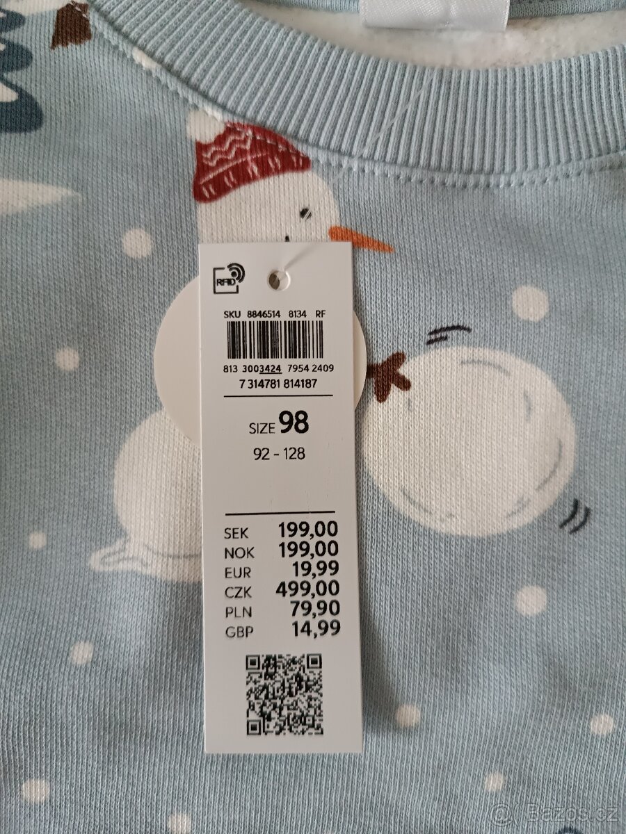 Vánoční mikiny Lindex, vel 98, sněhuláci - 4