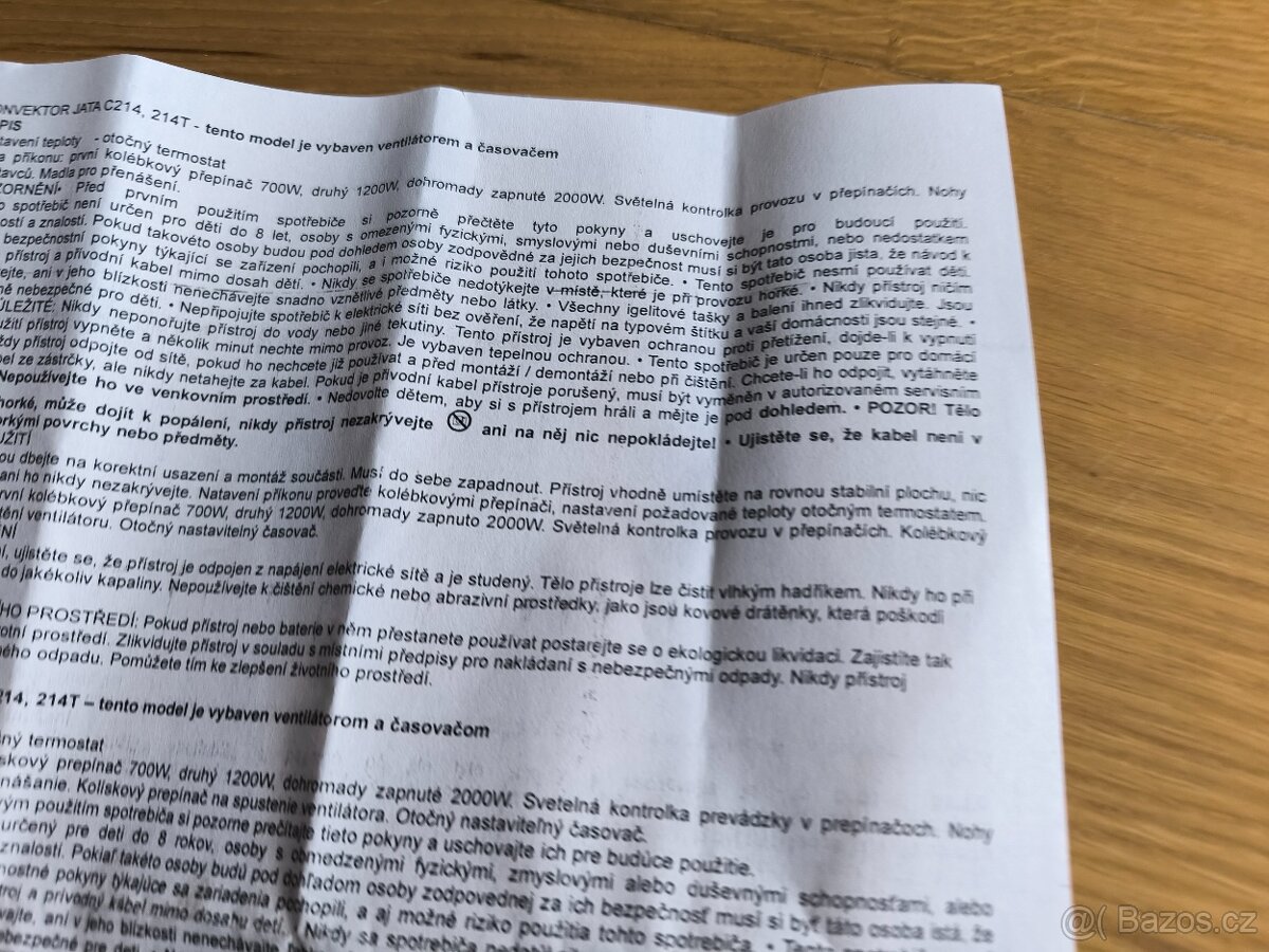 teplovzdušný konvektor JATA C214T - 4