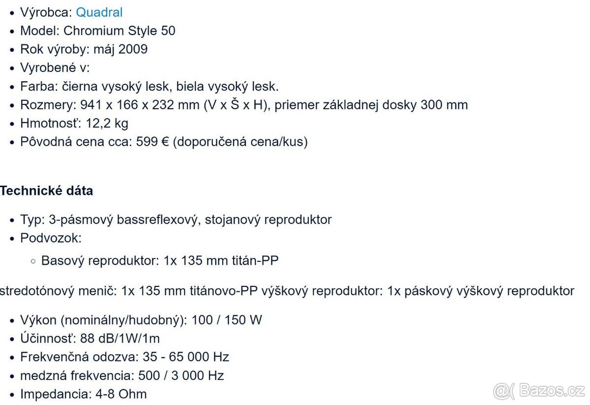 Quadral Chromium Style 50 / Dovoz v cene : Brno, Praha ,Olom - 4
