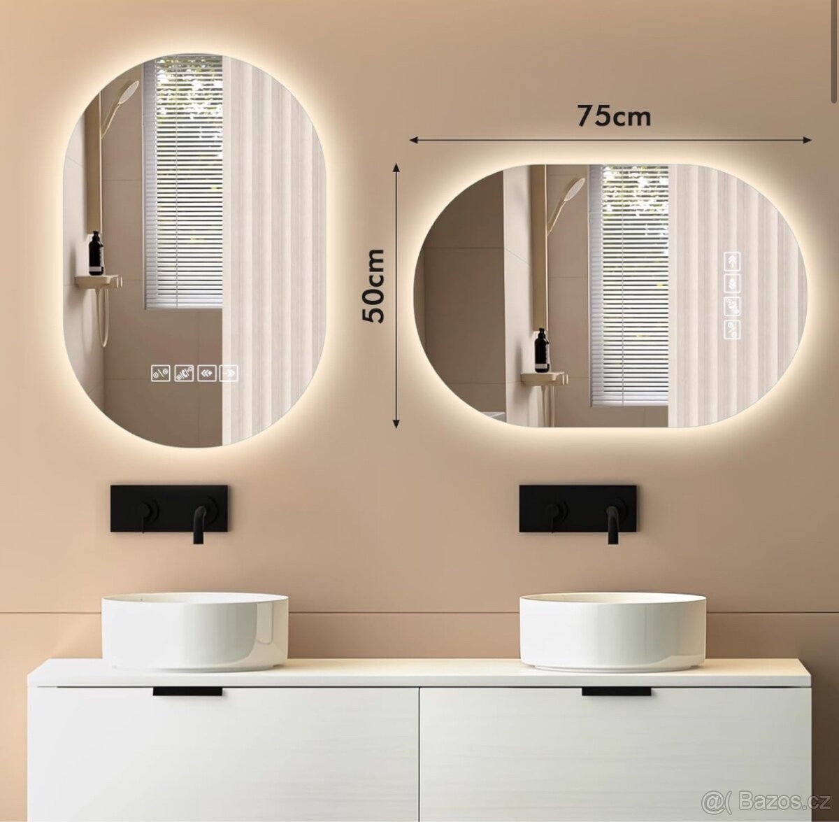 Koupelnové zrcadlo se LED světlem 75x50cm, Bluetooth - 4