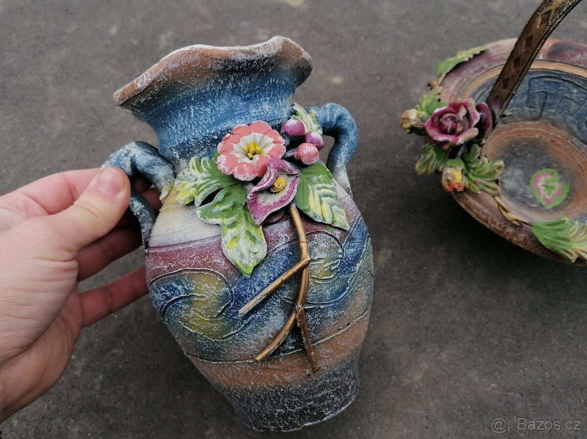 Predám keramická váza a košík - 4