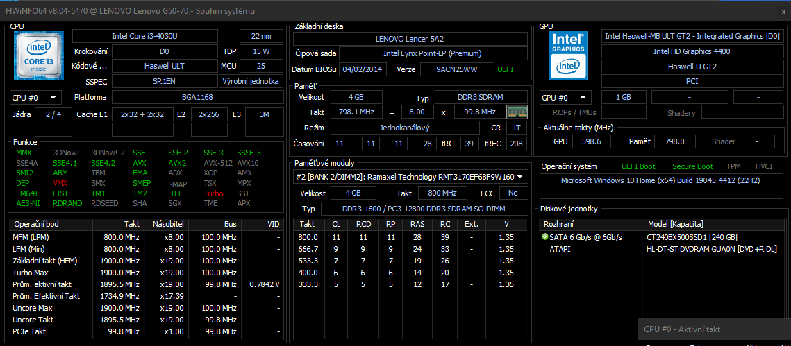 Notebook Lenovo G50-70 i3-4030U, 4GB RAM, 240GB SSD, W10 - 4